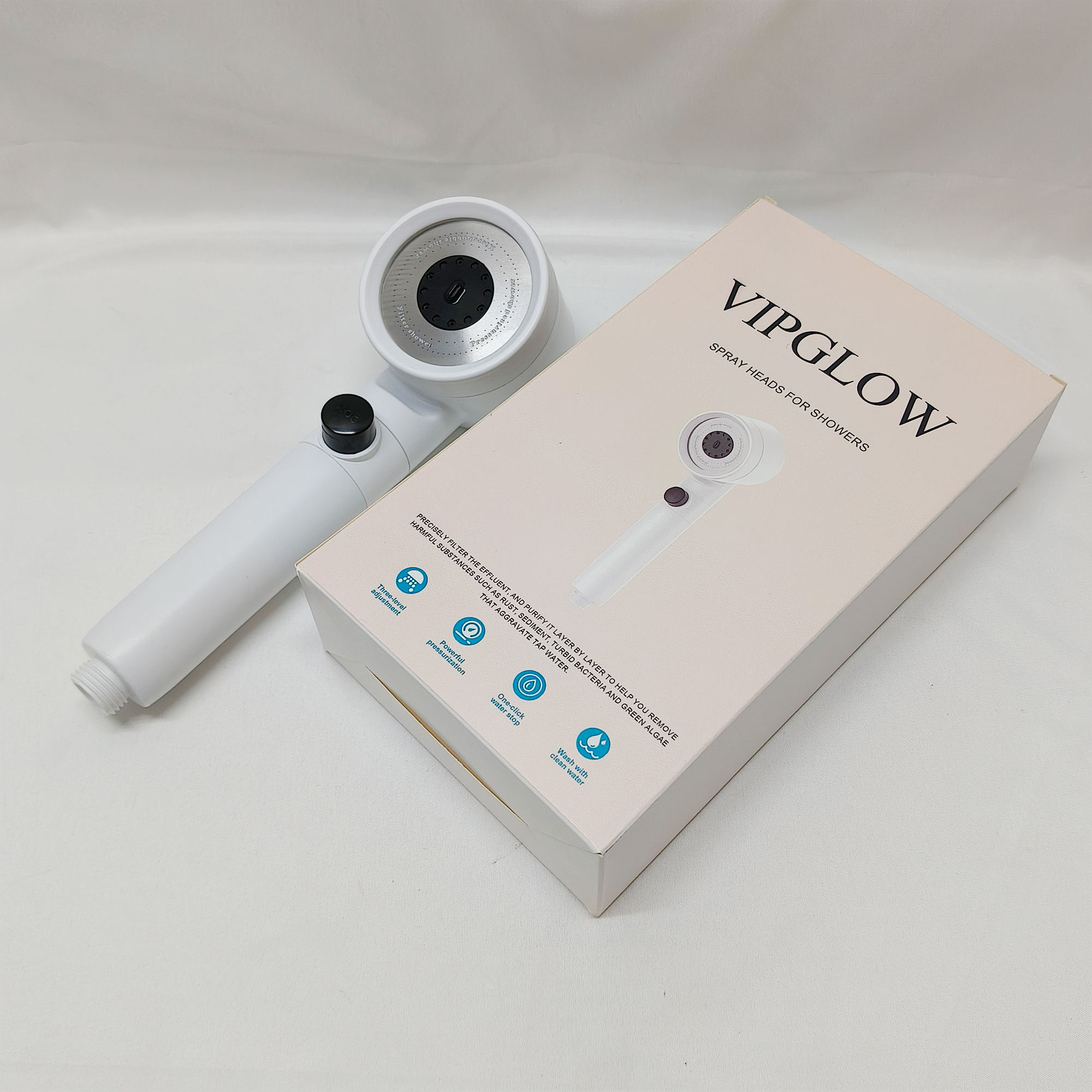 VIPGLOW-Spray heads for showers,Filtered Shower Head with Handheld, High Pressure 4+1 Spray Mode Showerhead with Filters, Built-in Power Wash for Hard Water - Image 5