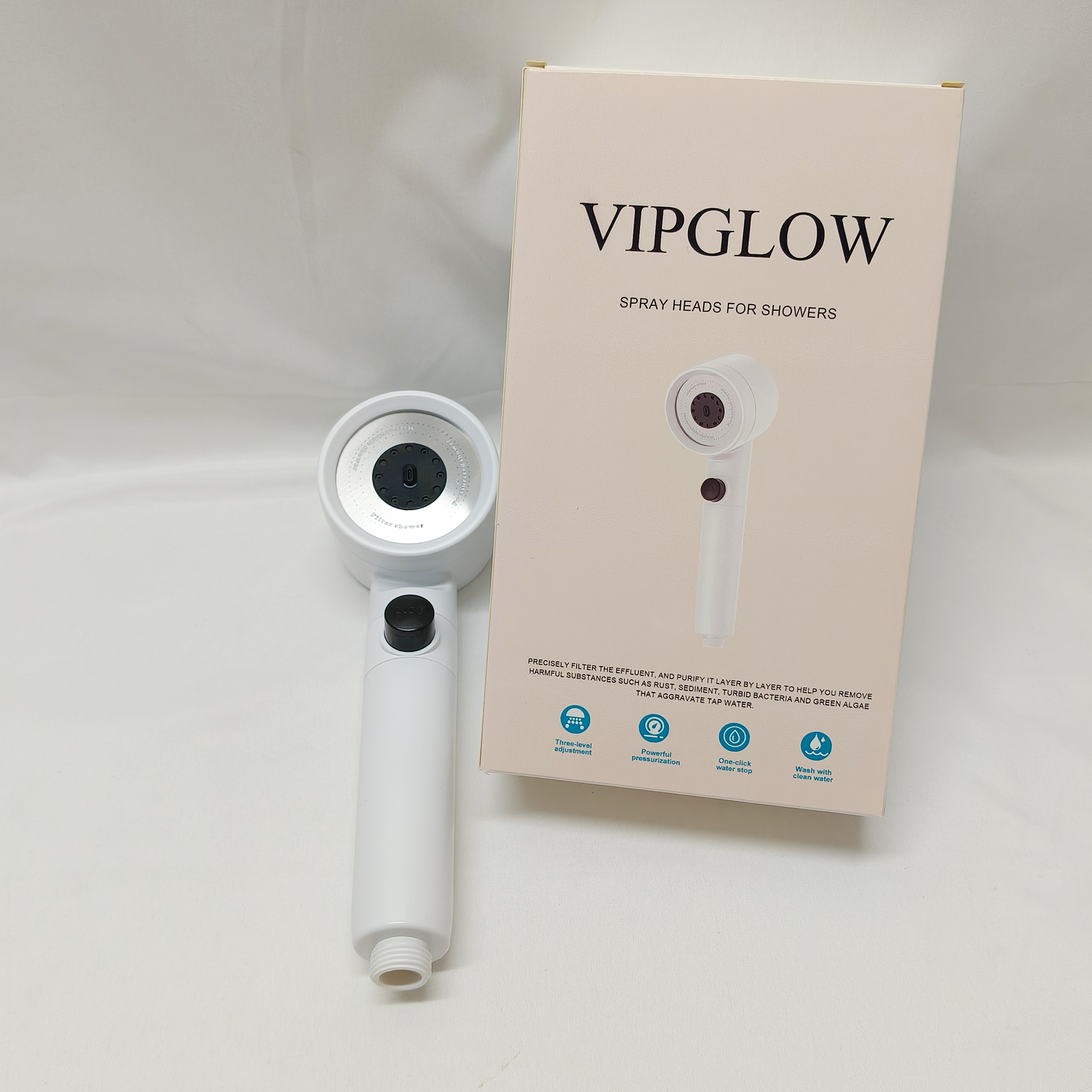 VIPGLOW-Spray heads for showers,Filtered Shower Head with Handheld, High Pressure 4+1 Spray Mode Showerhead with Filters, Built-in Power Wash for Hard Water - Image 6